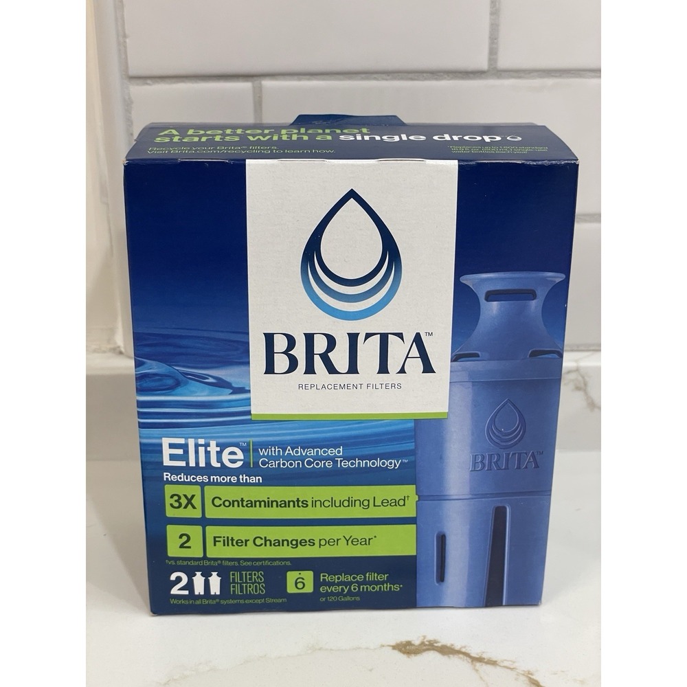 Brita Replacement Filters Elite 2 Pack Advanced‎ Carbon Core Water Pitcher New